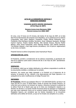 Acta De La Comisiìn De Justicia Y Derechos Humanos