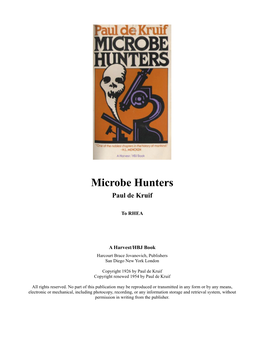 Microbe Hunters Paul De Kruif