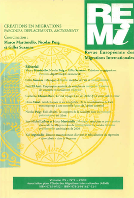 Créations En Migrations : Parcours, Déplacements, Racinements