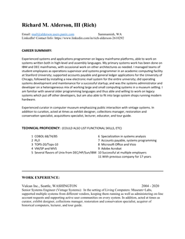 Academic Computing Resume