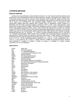 SYNTHETIC METHODS General Methods Compounds Were Synthesized Using Standard Procedures