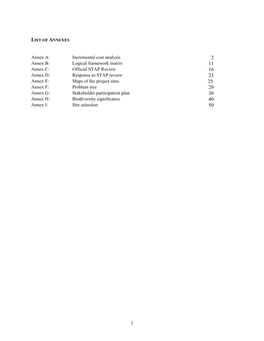 Annex A: Incremental Cost Analysis