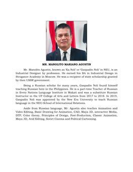 Mr. Manolito Mariano Agustin