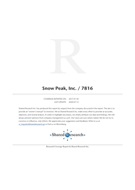 Snow Peak, Inc. / 7816