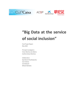 “Big Data at the Service of Social Inclusion”