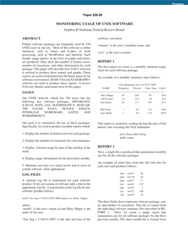 SUGI 26: Monitoring Usage of UNIX(R) Software