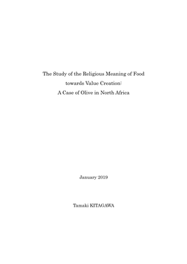 The Study of the Religious Meaning of Food Towards Value Creation: a Case of Olive in North Africa