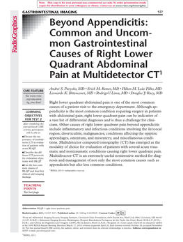 Mon Gastrointestinal Causes of Right Lower Quadrant Abdominal Pain at Multidetector CT1