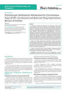 (CYP) 1A2 Enzyme and Relevant Drug Interactions: Review of Articles