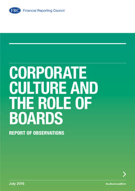 Corporate Culture and the Role of Boards Report of Observations