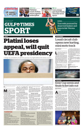 Platini Loses Appeal, Will Quit UEFA Presidency