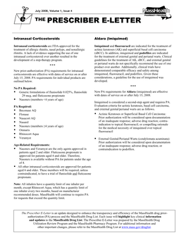 Intranasal Corticosteroids Aldara (Imiquimod)