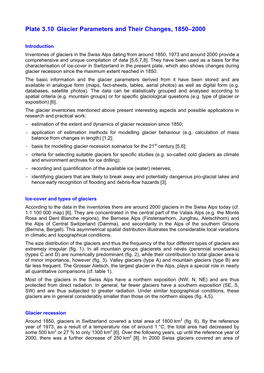 Plate 3.10 Glacier Parameters and Their Changes, 1850–2000