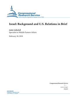 Israel: Background and U.S