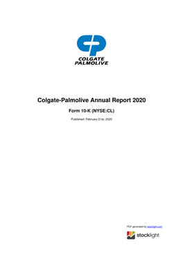 Colgate-Palmolive Annual Report 2020