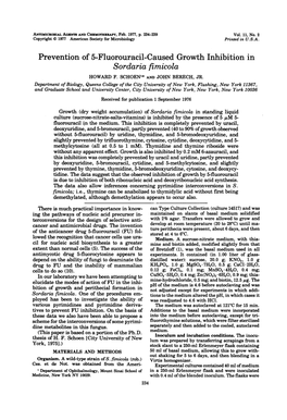 Prevention of 5-Fluorouracil-Caused Growth Inhibition in Sordaria Fimicola HOWARD F