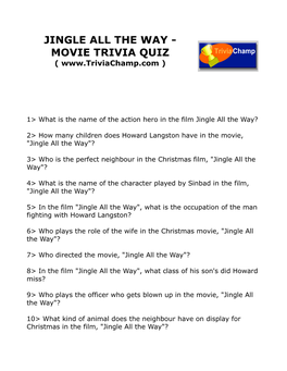 Jingle All the Way - Movie Trivia Quiz ( )