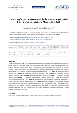 Diptera, Mycetophilidae) 37 Doi: 10.3897/Zookeys.175.2388 Research Article Launched to Accelerate Biodiversity Research