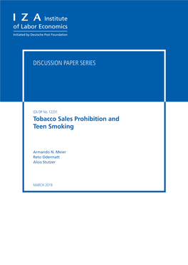 Tobacco Sales Prohibition and Teen Smoking