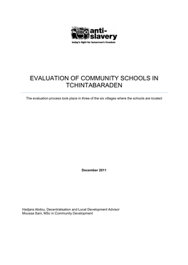 Evaluation of Community Schools in Tchintabaraden