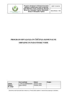 Program Odvajanja in Čiščenja Komunalne