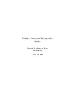 Asterisk Reference Information Version