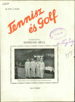 Tennisz És Golf 3. Évf. 2. Sz. (1931. Január 28.)