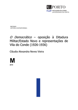 Militar/Estado Novo E Representações De Vila Do Conde (1926-1936)