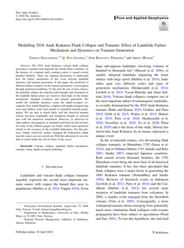 Modelling 2018 Anak Krakatoa Flank Collapse and Tsunami: Effect of Landslide Failure Mechanism and Dynamics on Tsunami Generation