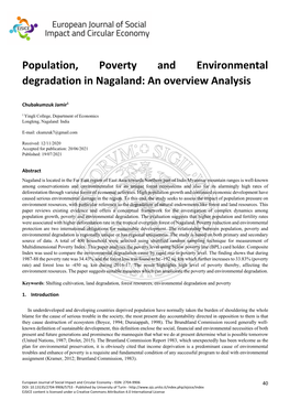 Population, Poverty and Environmental Degradation in Nagaland: an Overview Analysis