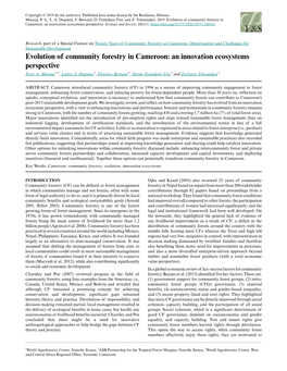 Evolution of Community Forestry in Cameroon: an Innovation Ecosystems Perspective