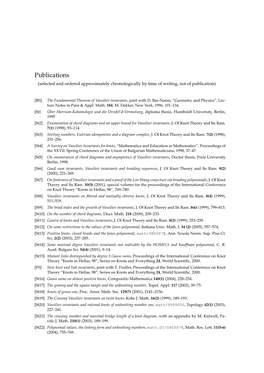 Publications (Selected and Ordered Approximately Chronologically by Time of Writing, Not of Publication)