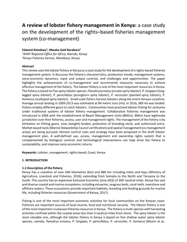 A Review of Lobster Fishery Management in Kenya: a Case Study on the Development of the Rights–Based Fisheries Management System (Co-Management)