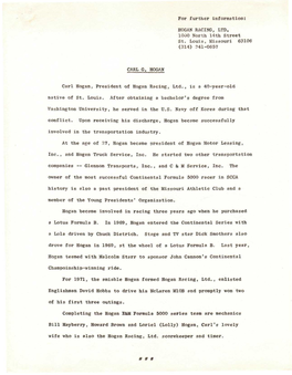 HOGAN RACING, LTD. 1000 North 14Th Street St. Louis, Missouri 63106 (314) P41-0657
