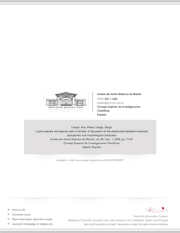 Redalyc.Cryptic Species and Species Pairs in Lichens: a Discussion on The