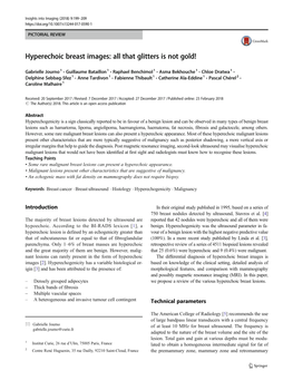 Hyperechoic Breast Images: All That Glitters Is Not Gold!
