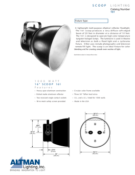 SCOOP LIGHTING Catalog Number 161