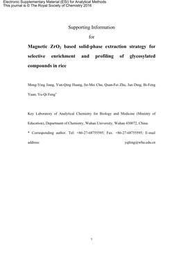 Supporting Information for Magnetic Zro2 Based Solid-Phase Extraction