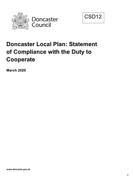 Doncaster Local Plan: Statement of Compliance with the Duty to Cooperate