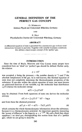 General Definition of the Perfect Gas Concept