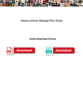 Alaska Airlines Mileage Plan Rules