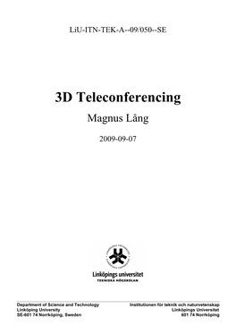 3D Teleconferencing
