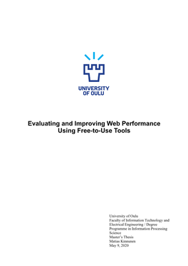 Evaluating and Improving Web Performance Using Free-To-Use Tools