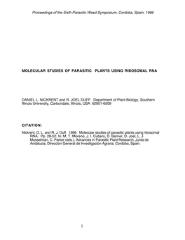 Proceedings of the Sixth Parasitic Weed Symposium, Cordoba, Spain, 1996