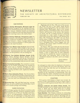 Newsletter the Society of Architectural Historians 