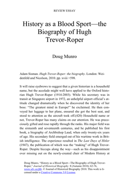 History As a Blood Sport—The Biography of Hugh Trevor-Roper