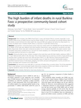 The High Burden of Infant Deaths in Rural Burkina Faso