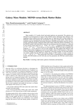 Galaxy Mass Models: MOND Versus Dark Matter Halos