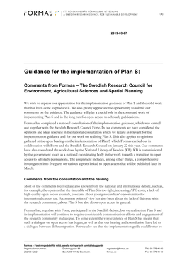 Guidance for the Implementation of Plan S