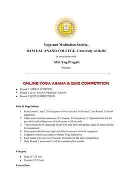 Online Yoga Asana & Quiz Competition